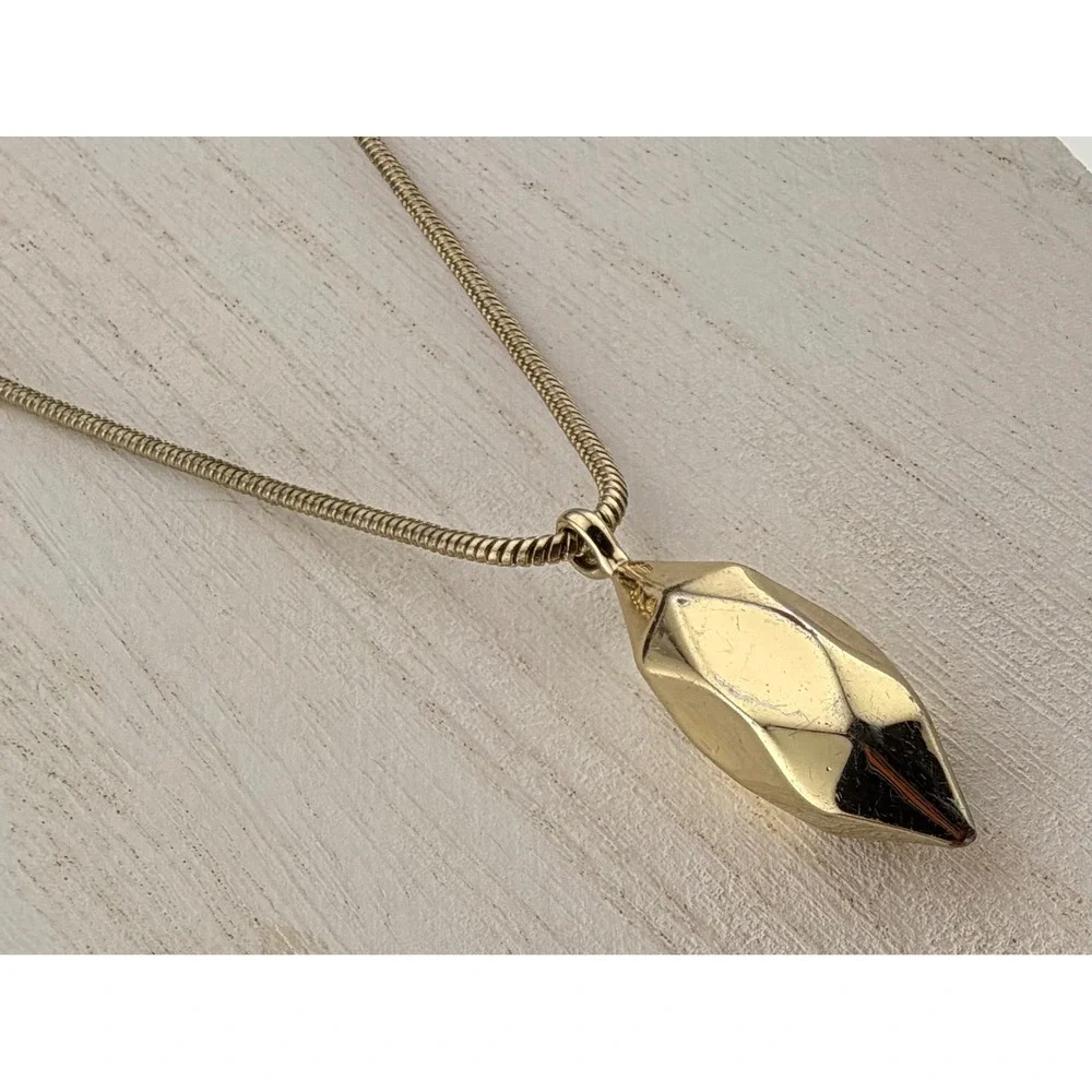 Banana Republic‎ Pendant Necklace 32in Gold Tone Geometric Snake Chain Long READ